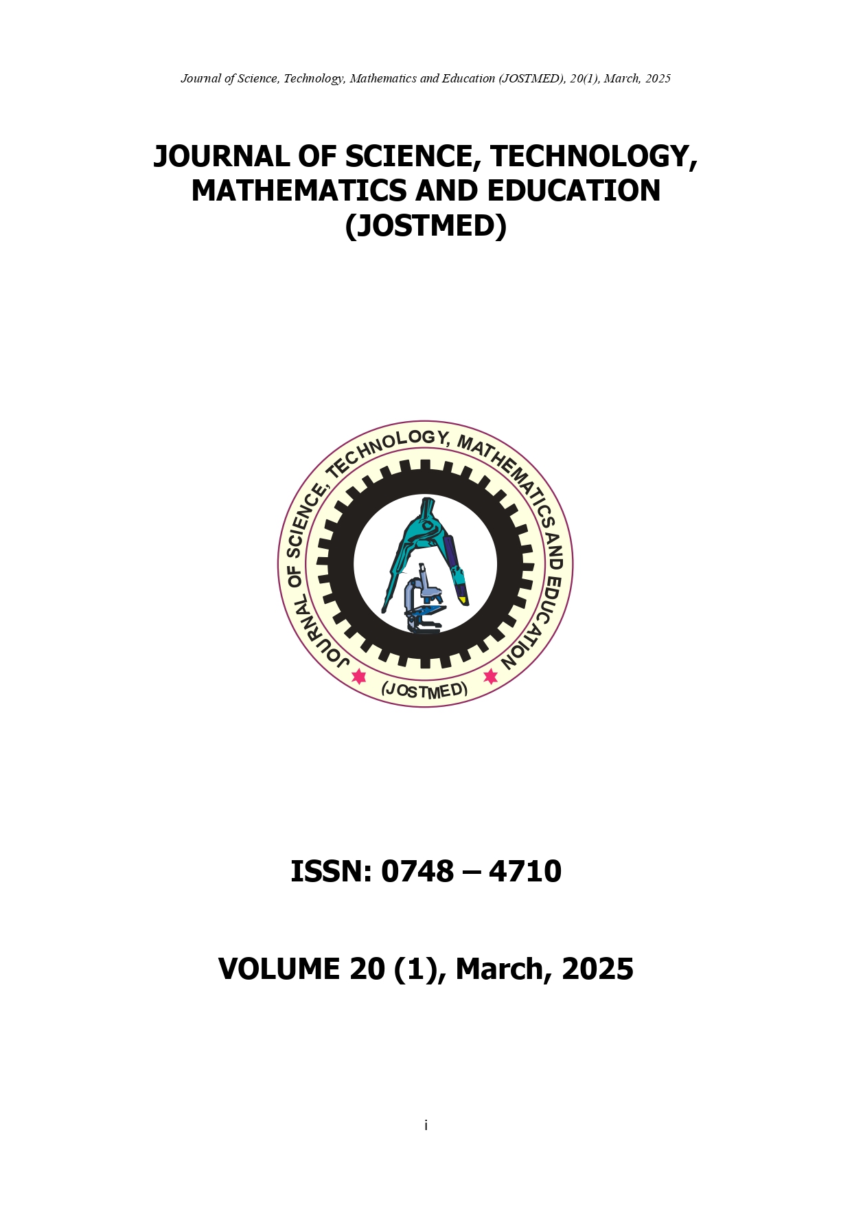 					View Vol. 20 No. 1 (2025): JOURNAL OF SCIENCE, TECHNOLOGY, MATHEMATICS AND EDUCATION (2025)
				